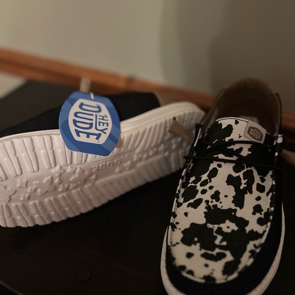 Black and White Cow Print Shoes - Picture 2 of 2